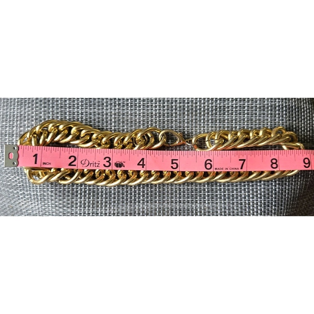 Vtg Gold Toned Chain Chunky  Necklace Choker 18" - Picture 6 of 7
